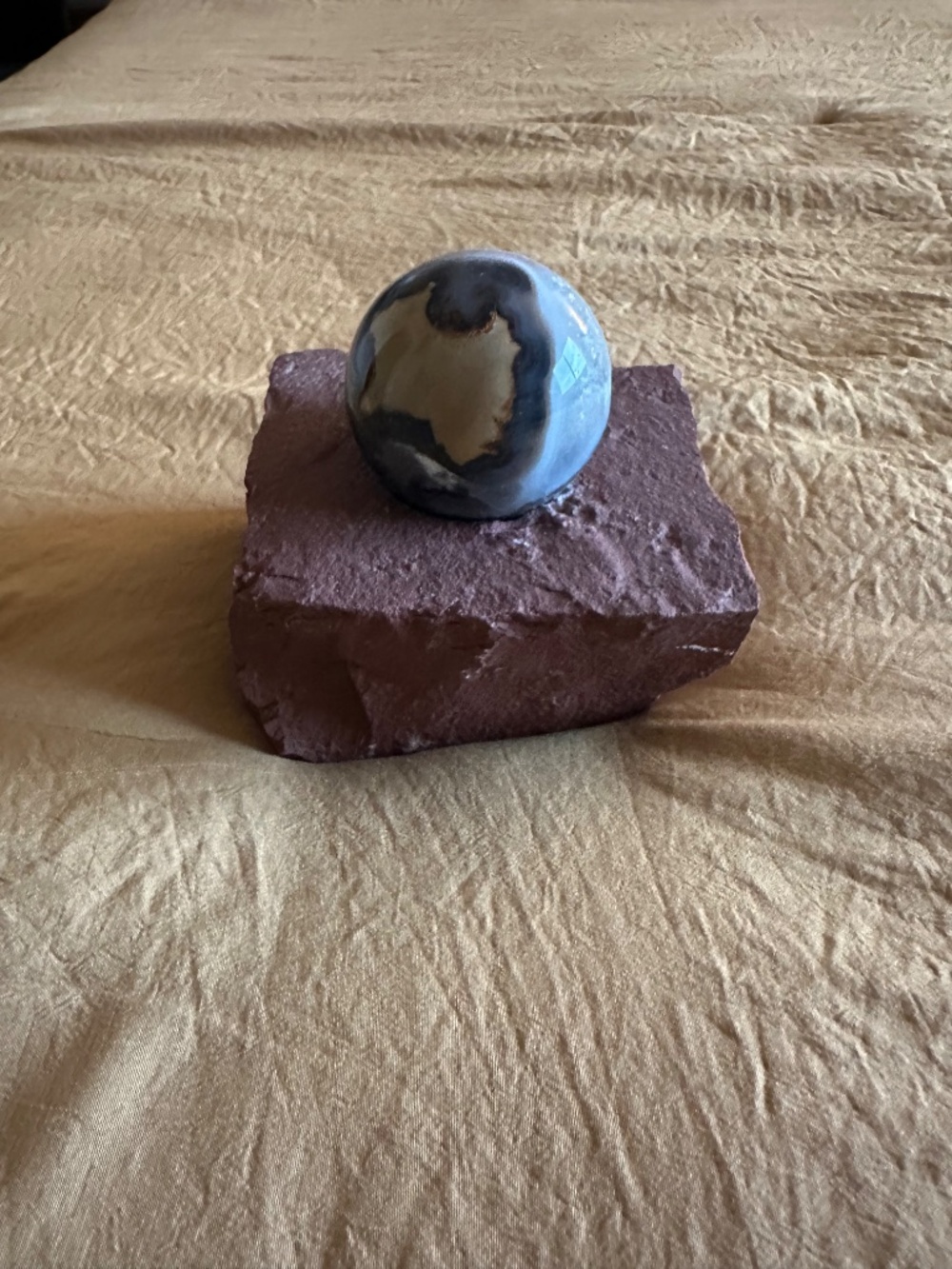 Volcano/Blue Agate and Quartz Sphere - Picture 3 of 6
